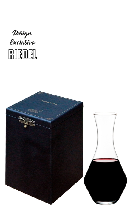 Decanter Riedel Merlot Caixa de Madeira revestida em courino