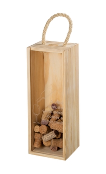 Caixa Porta Rolhas de Madeira Pinus para 1 Garrafa