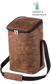 Maleta Térmica em Courino Boccati para 4 garrafas (marrom)