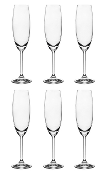 Conjunto 6 Taças de Cristal Titânio Bohemia para Espumante 220ml