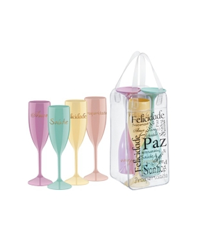 Conjunto Ice Bag + 4 Taças para Espumante Coloridas (personalizados)