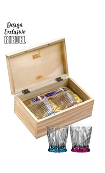 Kit Riedel Tumbler Whisky em Caixa de Madeira (colorido)