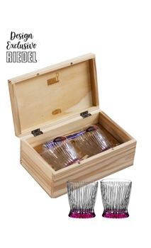 Kit Riedel Tumbler Whisky em Caixa de Madeira (rosa)