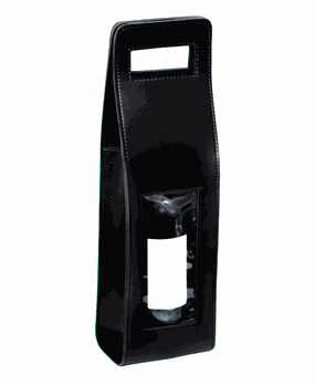 Porta Garrafa Couro Vegano Preto com Visor