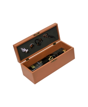 Caixa de Madeira Revestida para 1 Garrafa com 4 Acessórios