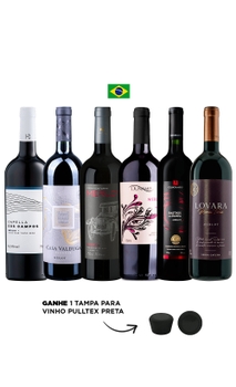 Combo Merlot Brasil (6 garrafas) + Tampa para Vinho Pulltex Preta