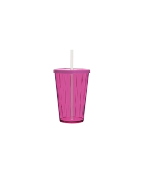 Copo Boccati Tropical 670ml com tampa e canudo (rosa neon)