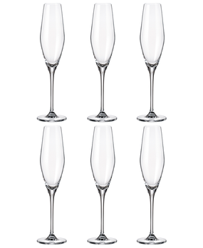 Conjunto 6 Taças de Cristal Ecológico Bohemia Loxia para Espumante 210ml