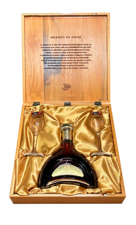 Brandy Boccati 50 anos 750ml + 2 Taças Riedel Bar Cognac