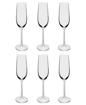 Conjunto 6 Taças de Cristal Titânio para Espumante 250ml