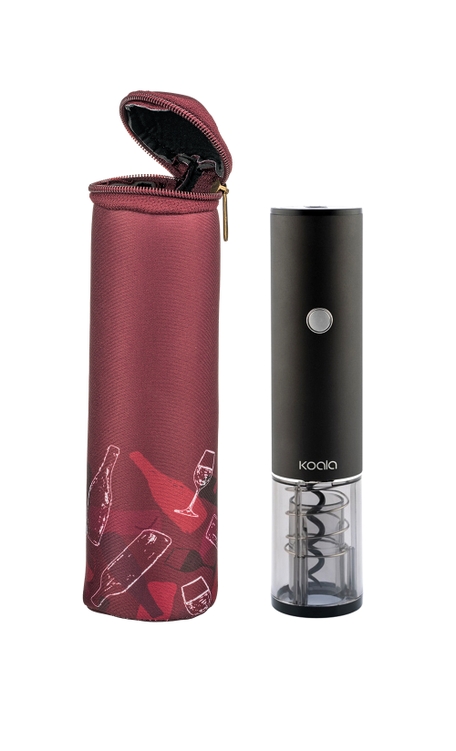 Saca-Rolha Elétrico USB Koala com estojo (preto)