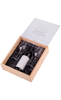 Caixa Porta Rolhas de Madeira Boccati com 2 Taças