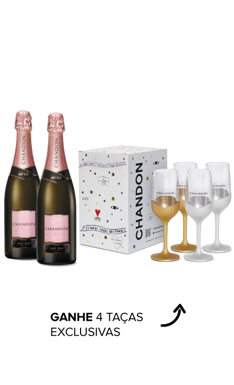 Kit 2 garrafas Chandon 750ml Brut Rosé + Chandon Box com 4 Taças Exclusivas