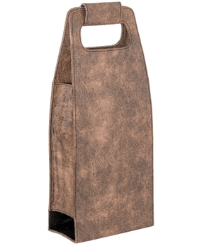 Maleta em Courino Boccati para 2 garrafas (marrom)