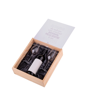 Caixa Porta Rolhas de Madeira Boccati com 2 Taças