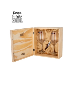 Kit Riedel Double Magnum com Saca-rolhas Koala em Caixa de Madeira