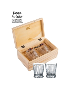 Kit Riedel Tumbler Whisky em Caixa de Madeira (transparente)