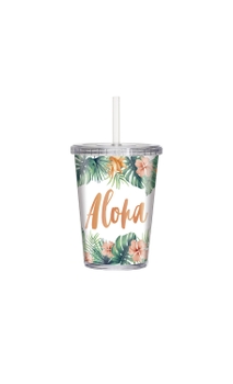 Copo Boccati Duplo 670ml com tampa e canudo (Aloha)