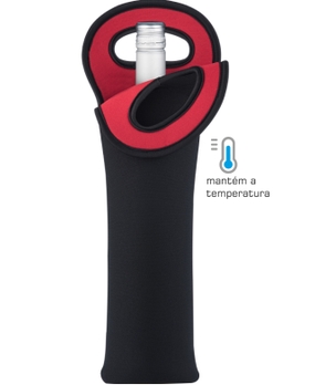 Porta Garrafa em Neoprene Boccati (preto e vermelho)