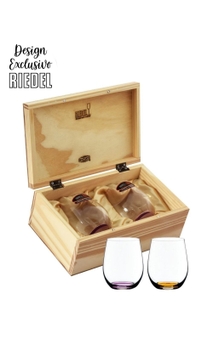 Kit Riedel O Viognier I Chardonnay 320ml em Caixa de Madeira (base lilás e laranja)