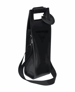 Maleta em Couro Vegano Boccati para 1 garrafa com alça (preta)