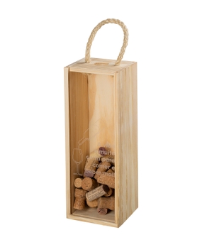 Caixa Porta Rolhas de Madeira Pinus para 1 Garrafa