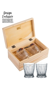Kit Riedel Tumbler Whisky em Caixa de Madeira (transparente)