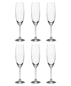 Conjunto 6 Taças de Cristal Titânio Bohemia para Espumante 220ml