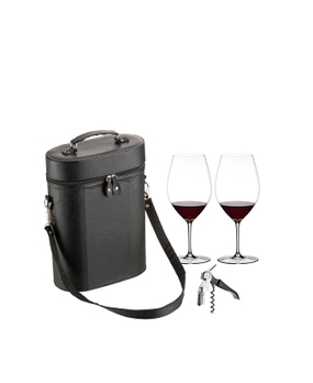 Maleta Courino com 2 Taças e Saca-rolha (preta)