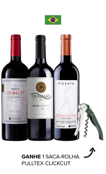 Combo Brasil Safra 2018 (3 garrafas) + Saca-Rolha Pulltex