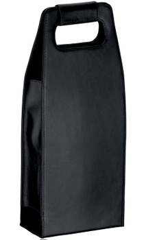 Maleta em Courino Boccati para 2 garrafas (preta)