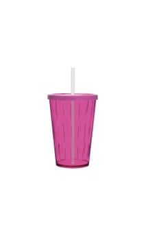 Copo Boccati Tropical 670ml com tampa e canudo (rosa neon)