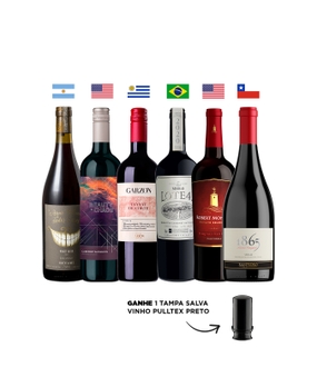 Combo Américas (6 garrafas) + Tampa Salva-Vinho Pulltex Preta