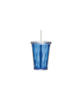 Copo Boccati Duplo 670ml com tampa e canudo (azul neon)