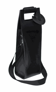 Maleta em Couro Vegano Boccati para 1 garrafa com alça (preta)