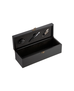 Caixa Madeira para 1 Garrafa com 3 Acessórios (preta)