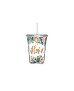 Copo Boccati Duplo 670ml com tampa e canudo (Aloha)