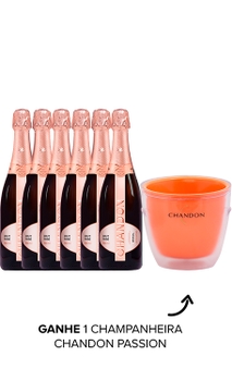 Combo Espumante Chandon Brut Rosé 750ml (6 garrafas) + Champanheira Chandon