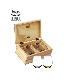 Kit Riedel O Viognier I Chardonnay 320ml em Caixa de Madeira (base lilás e laranja)