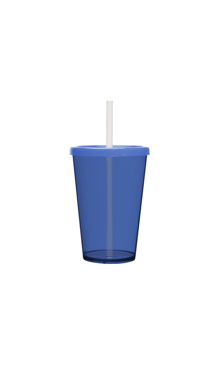 Copo Multiuso Boccati 670ml com tampa e canudo (azul neon)