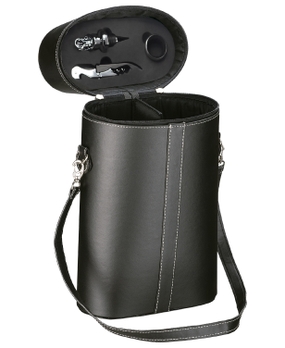 Maleta em Courino Boccati para 2 garrafas com acessórios