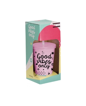 Copo Personalizado Boccati com tampa e canudo 670ml (rosa bebê)