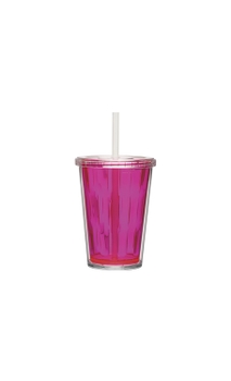 Copo Boccati Duplo 670ml com tampa e canudo (rosa neon)