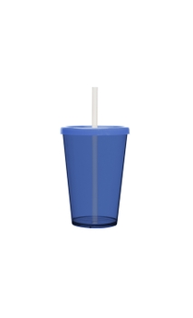 Copo Multiuso Boccati 670ml com tampa e canudo (azul neon)