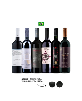 Combo Merlot Brasil (6 garrafas) + Tampa para Vinho Pulltex Preta