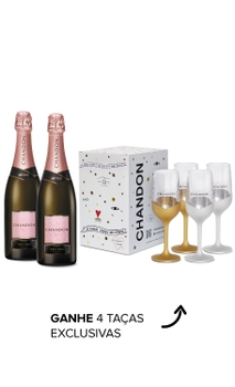 Kit 2 garrafas Chandon 750ml Brut Rosé + Chandon Box com 4 Taças Exclusivas